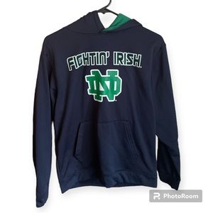 Norte Dame Football Hoodie Youth L Blue And Green Sports Fan Team Logo Gameday